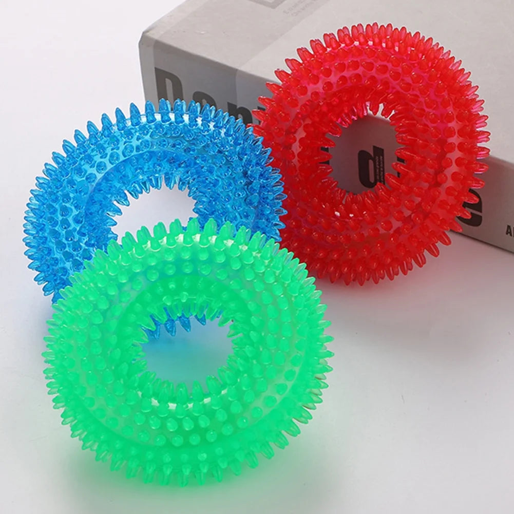 Spiky Squeaky Dog Ring – Durable, Non-Toxic Rubber Chew & Fetch Toy