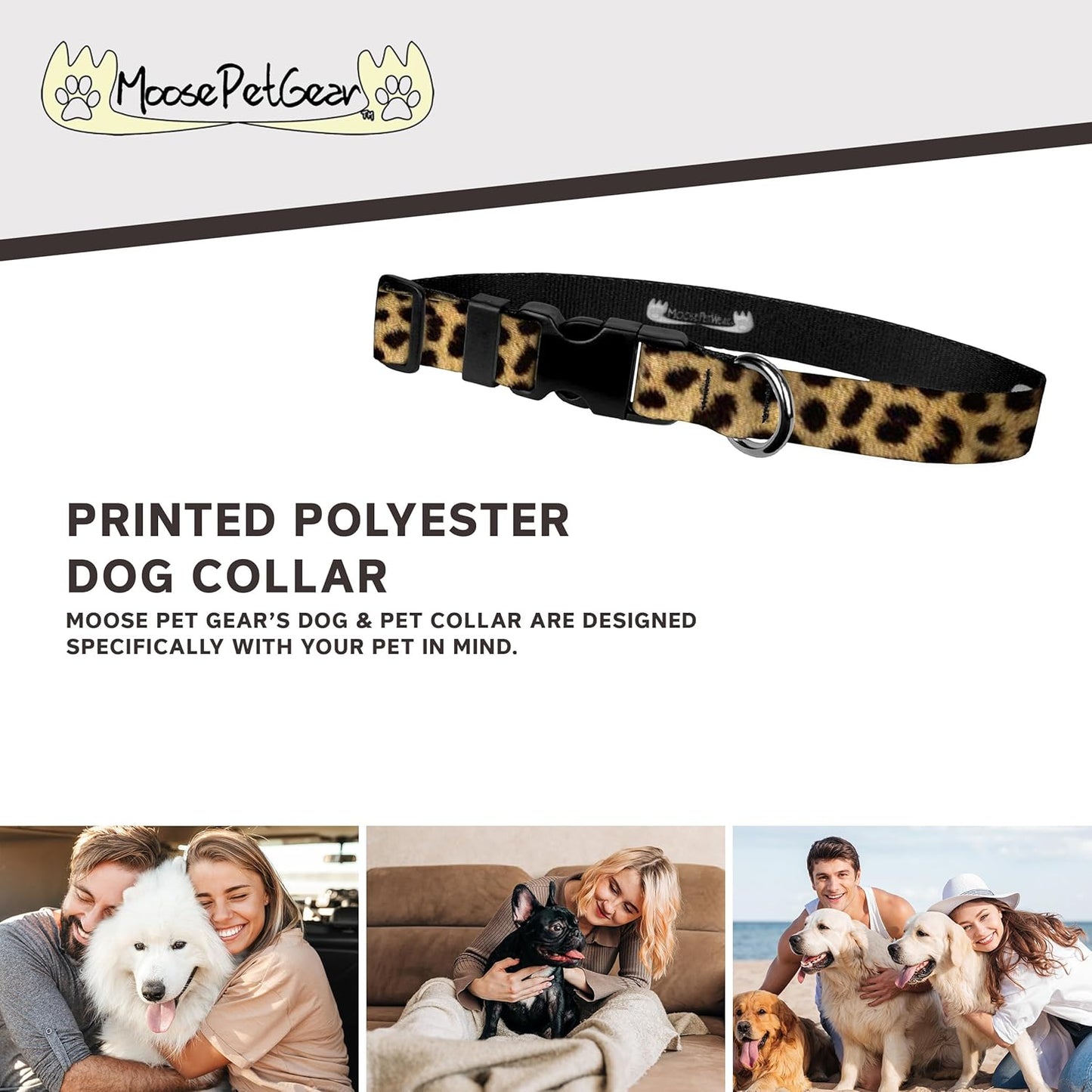 Adjustable Dog Collar – Cute Leopard Print, 3/4" Wide for Small Pets