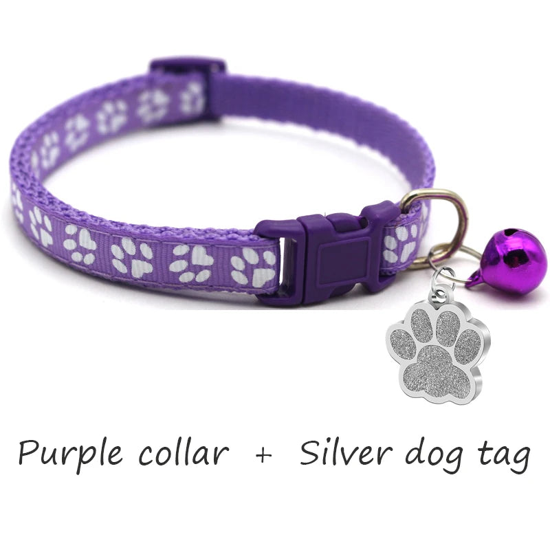 Custom Dog Collar with Name Tag & Bell – Personalized Pet ID Pendant