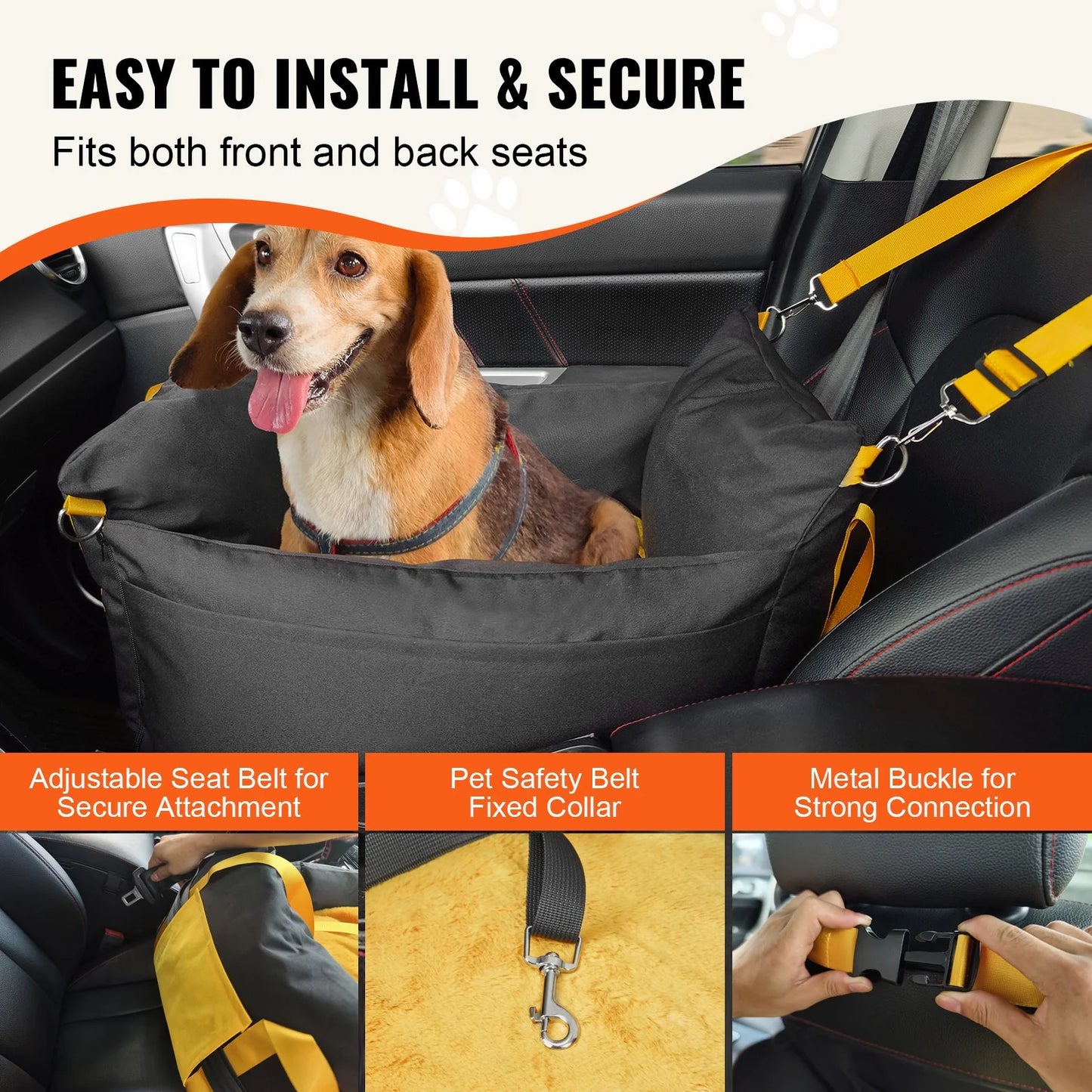 Dog Booster Car Seat Pet Car Seat for Small Dog up to 25LBS Black