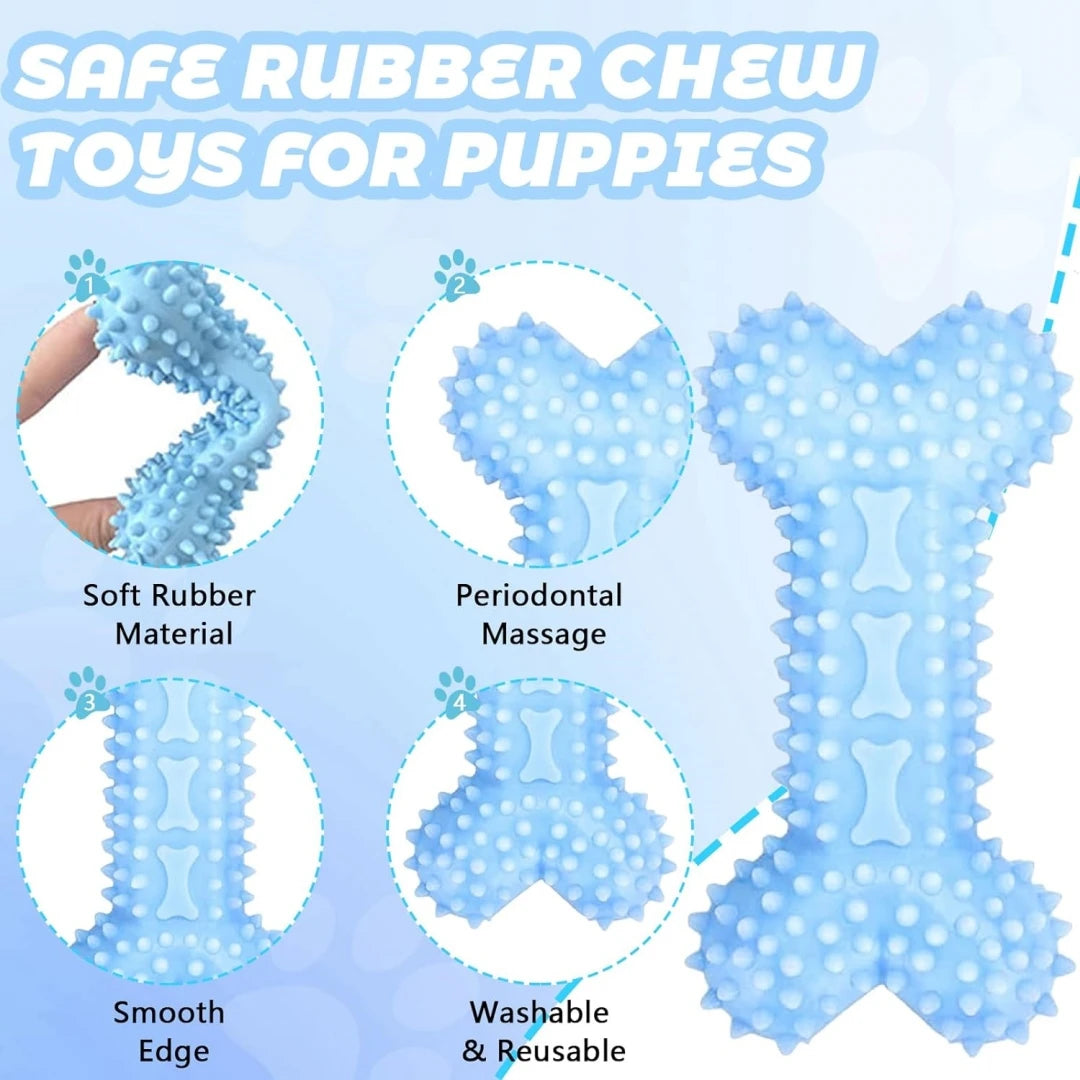 3 Pack Puppy Chew Toys for Teething, Puppy Toys Small Dog Soft Rubber Cleaning Teeth Outdoor Interactive Pet Toy Set Durable Rop