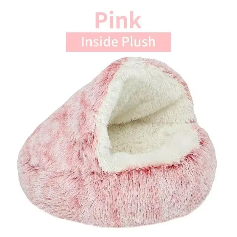 Plush Hooded Pet Bed For Dogs & Cats