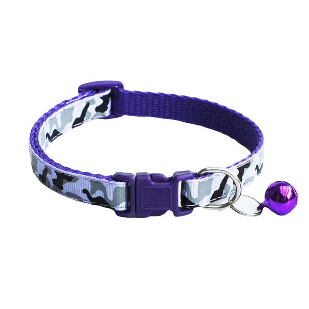 Camouflage Pet Collar – Adjustable Neck Strap with Bell for Dogs & Cats
