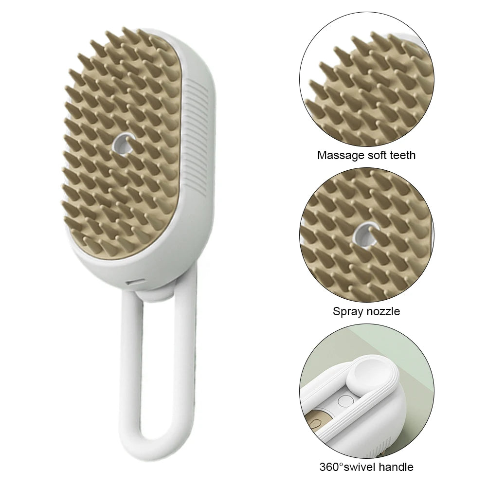 3-in-1 Pet Steam Grooming Brush – Spray, Massage & Hair Removal Comb for Cats & Dogs