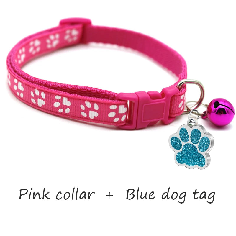 Custom Dog Collar with Name Tag & Bell – Personalized Pet ID Pendant