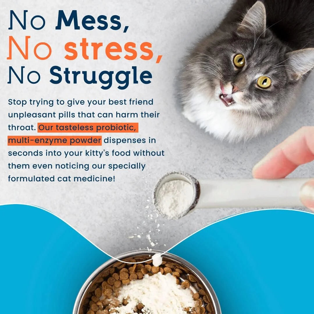 Cat Probiotics Powder with Digestive Enzymes for Cats Digestive Health Supplement 44g