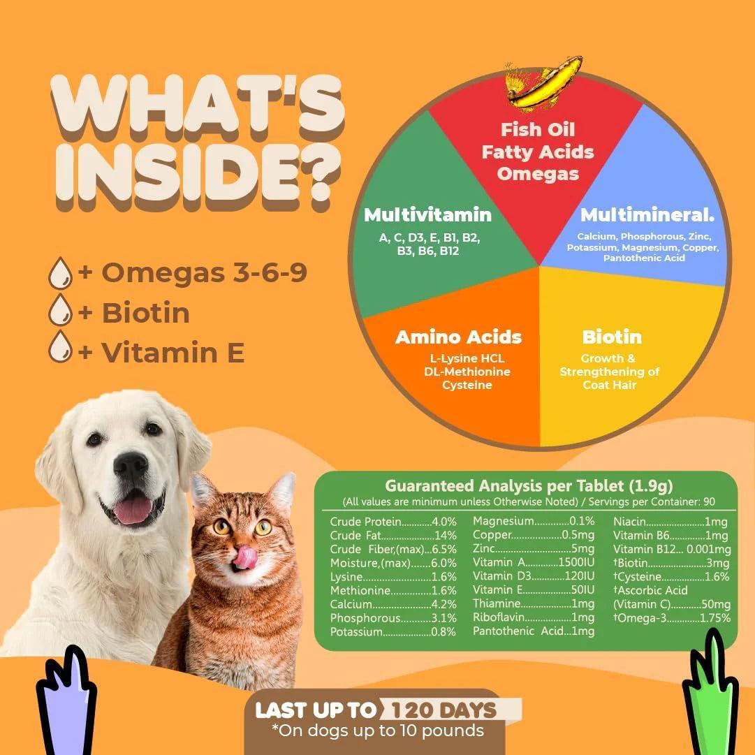 Omega 3 Skin & Coat Supplement – Fish Oil for Dogs & Cats with Itch Relief