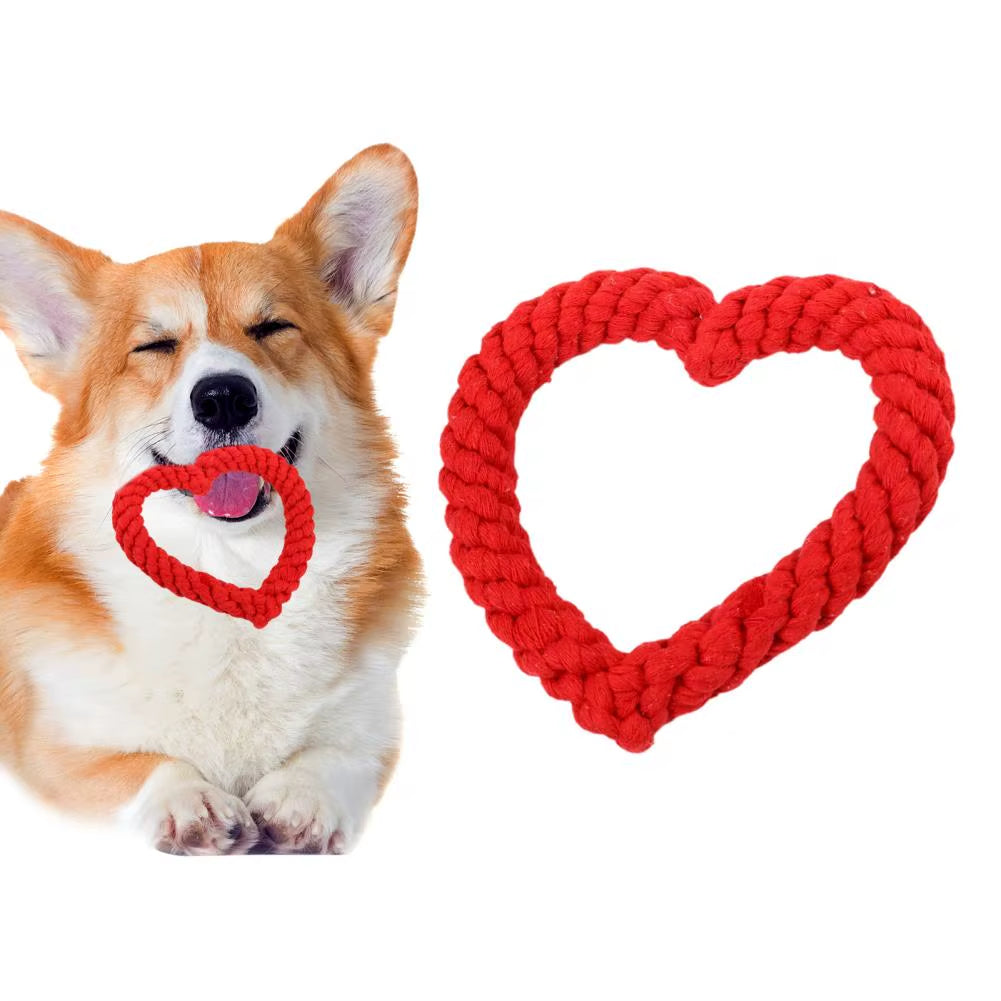 Heart-Shaped Cotton Rope Chew Toy – Durable & Fun for Dogs & Cats