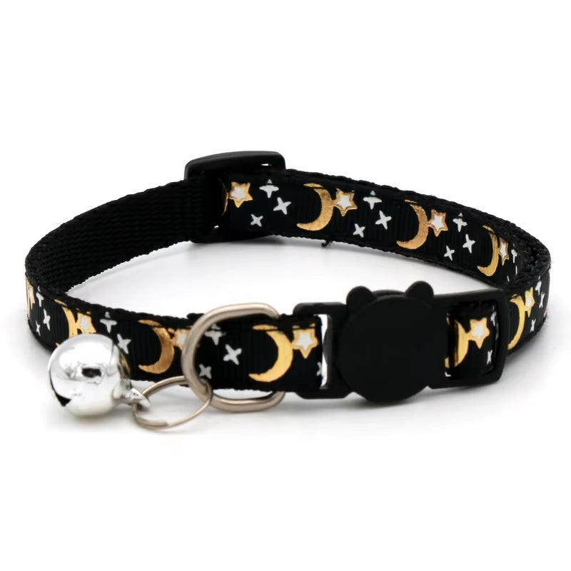 Adjustable Starry Moon Collar With Safety Bell For Dogs & Cats