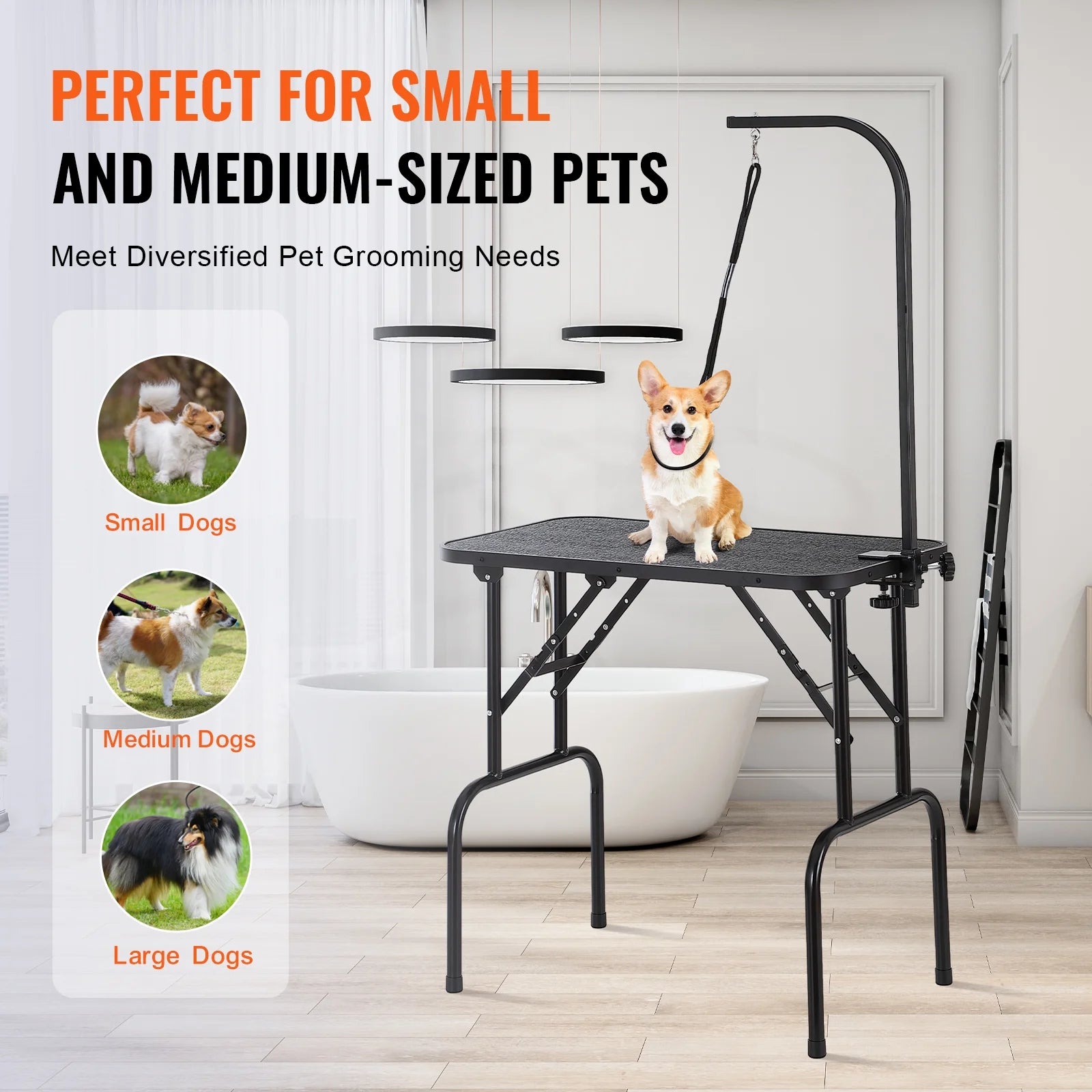 Foldable 32” Grooming Table Arm – Adjustable Height Clamp for Dogs & Cats
