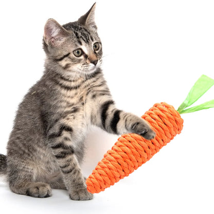 Durable Carrot Dog Chew Toy – Tough & Woven for Teeth & Gums