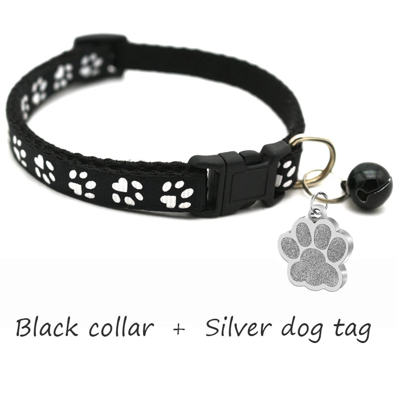 Custom Dog Collar with Name Tag & Bell – Personalized Pet ID Pendant