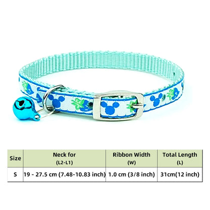 Adjustable Nylon Dog Collar – Embroidered Waistband Style with Bell for Dogs & Cats