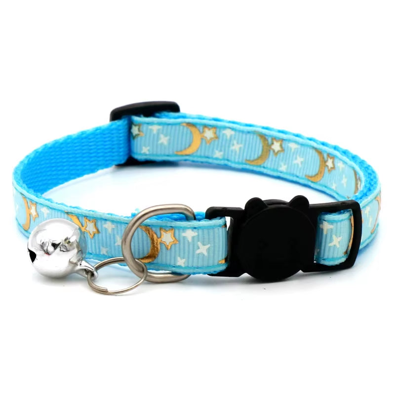 Adjustable Starry Moon Collar With Safety Bell For Dogs & Cats
