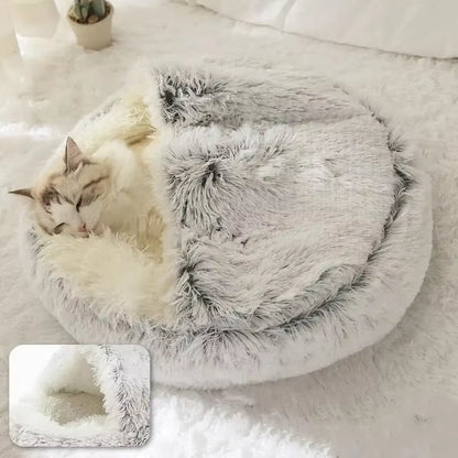 Plush Hooded Pet Bed For Dogs & Cats