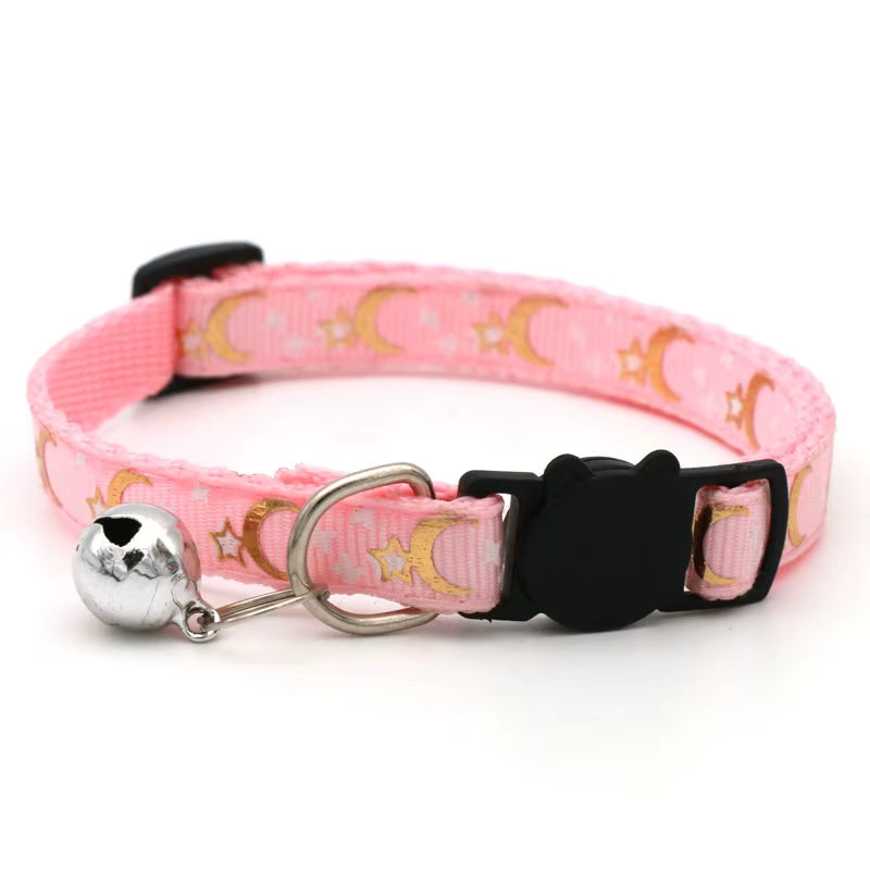 Adjustable Starry Moon Collar With Safety Bell For Dogs & Cats