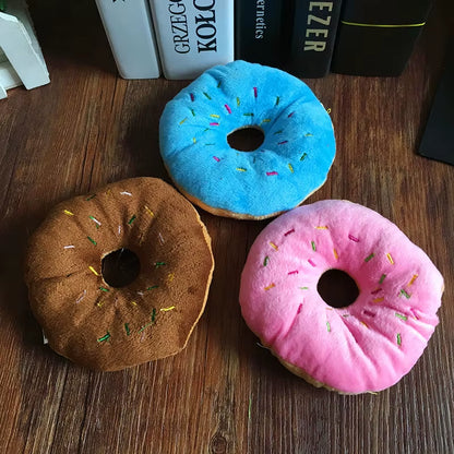 Plush Cotton Donut Chew Toy – Soft & Squeaky Fun for Puppies & Cats