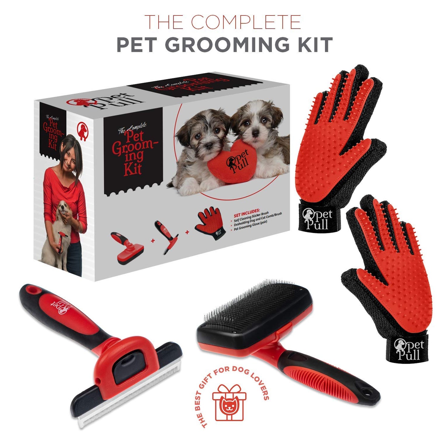 Ultimate Pet Grooming Combo – Brushes & Gloves for Shedding Reduction