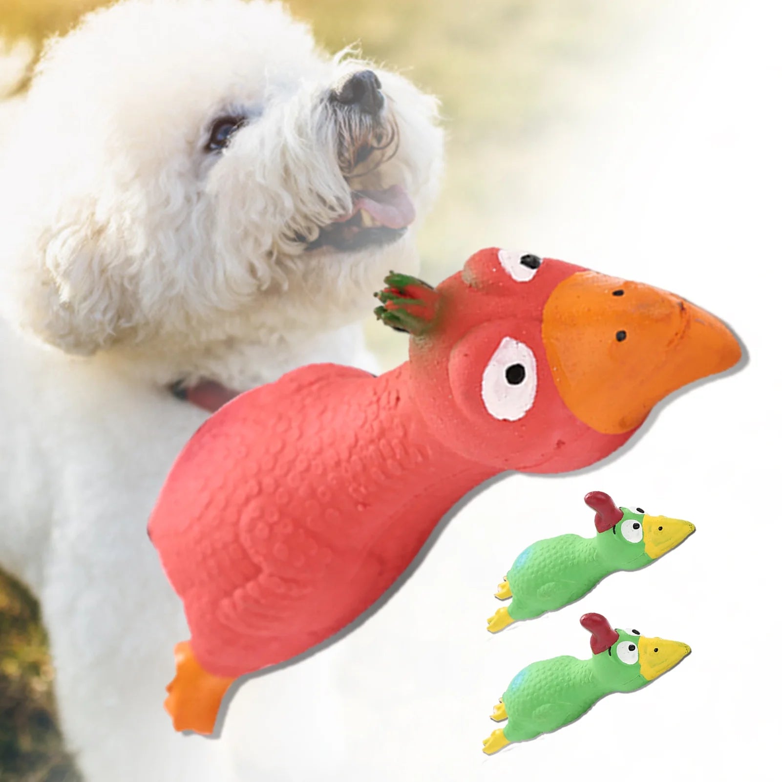 Chew-Resistant Squeaky Dog Toy – Fun & Engaging Rubber Chicken for Pets
