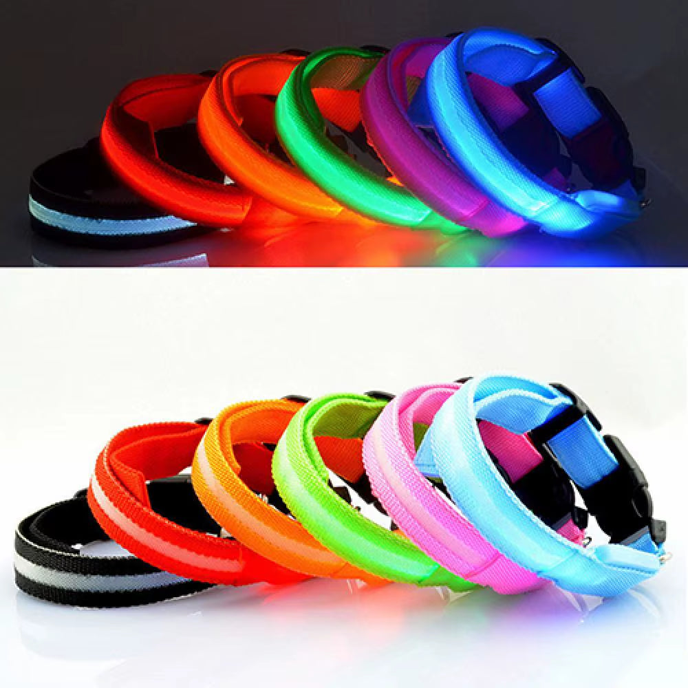 LED Light Pet Collar – Flashing Night Safety Reflective Harness for Dogs & Cats