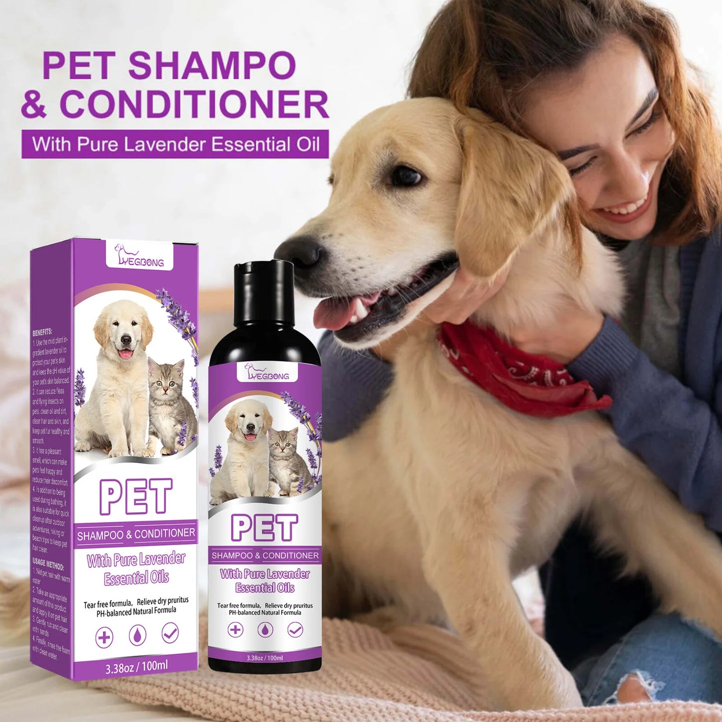 Soothing Dog Shampoo – PH-Balanced Flea Treatment & Hair Softening Wash
