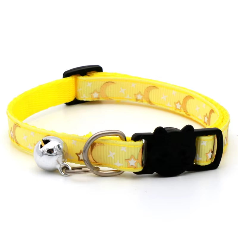 Adjustable Starry Moon Collar With Safety Bell For Dogs & Cats
