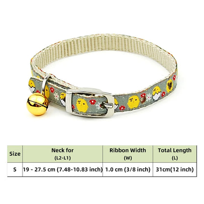 Adjustable Nylon Dog Collar – Embroidered Waistband Style with Bell for Dogs & Cats