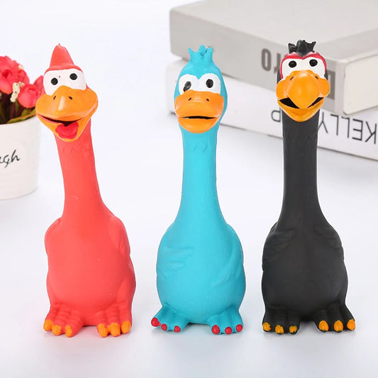 Cartoon Chicken Chew Toy – Bright Blue Squeaky Fun for Dogs