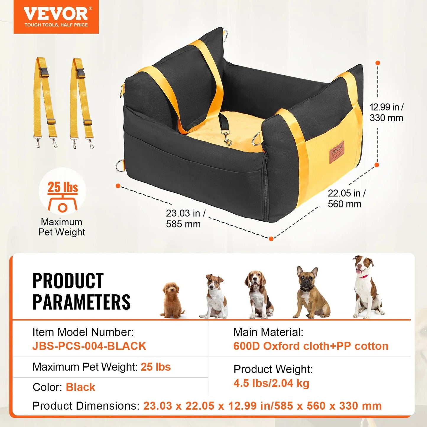 Dog Booster Car Seat Pet Car Seat for Small Dog up to 25LBS Black