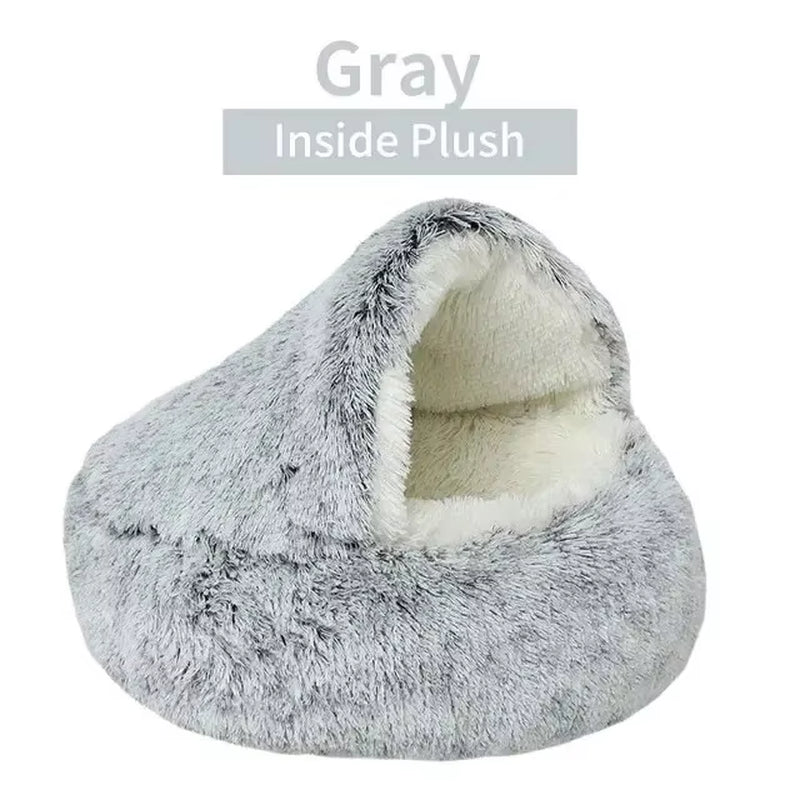 Plush Hooded Pet Bed For Dogs & Cats
