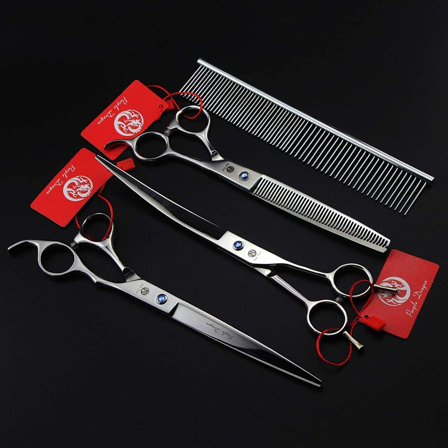 8 Inch Dog Hair Cutting, Curved and Thinning Scissor Shears Pet Grooming Tool Kit