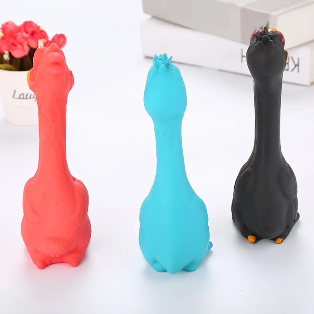 Cartoon Chicken Chew Toy – Bright Blue Squeaky Fun for Dogs