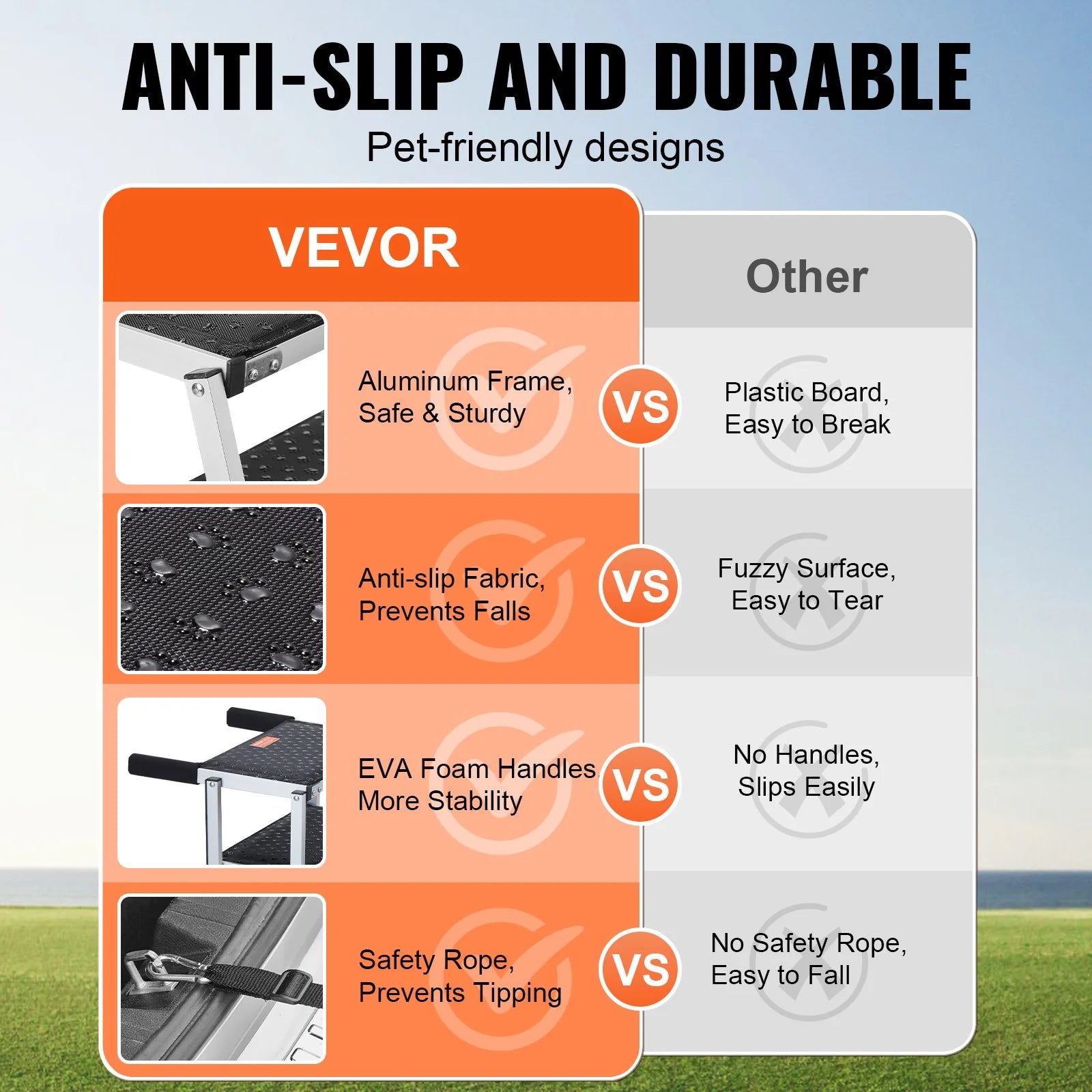 Sturdy Aluminum 4-Step Folding Dog Steps - Loads up to 150 Lbs
