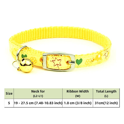 Adjustable Nylon Dog Collar – Embroidered Waistband Style with Bell for Dogs & Cats