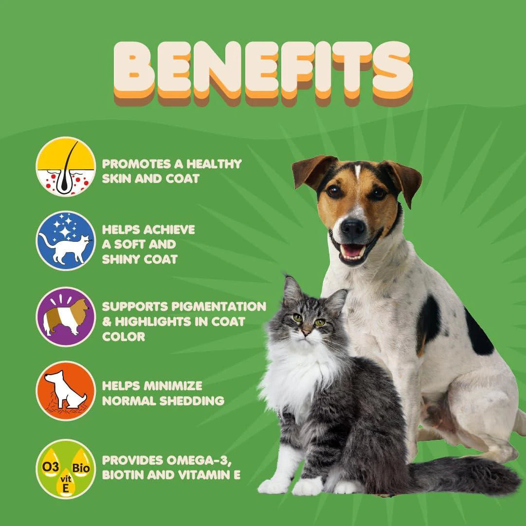 Omega 3 Skin & Coat Supplement – Fish Oil for Dogs & Cats with Itch Relief