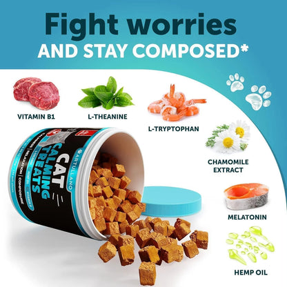 Hemp Calming Treats for Cats & Kittens – Stress & Anxiety Relief with Melatonin