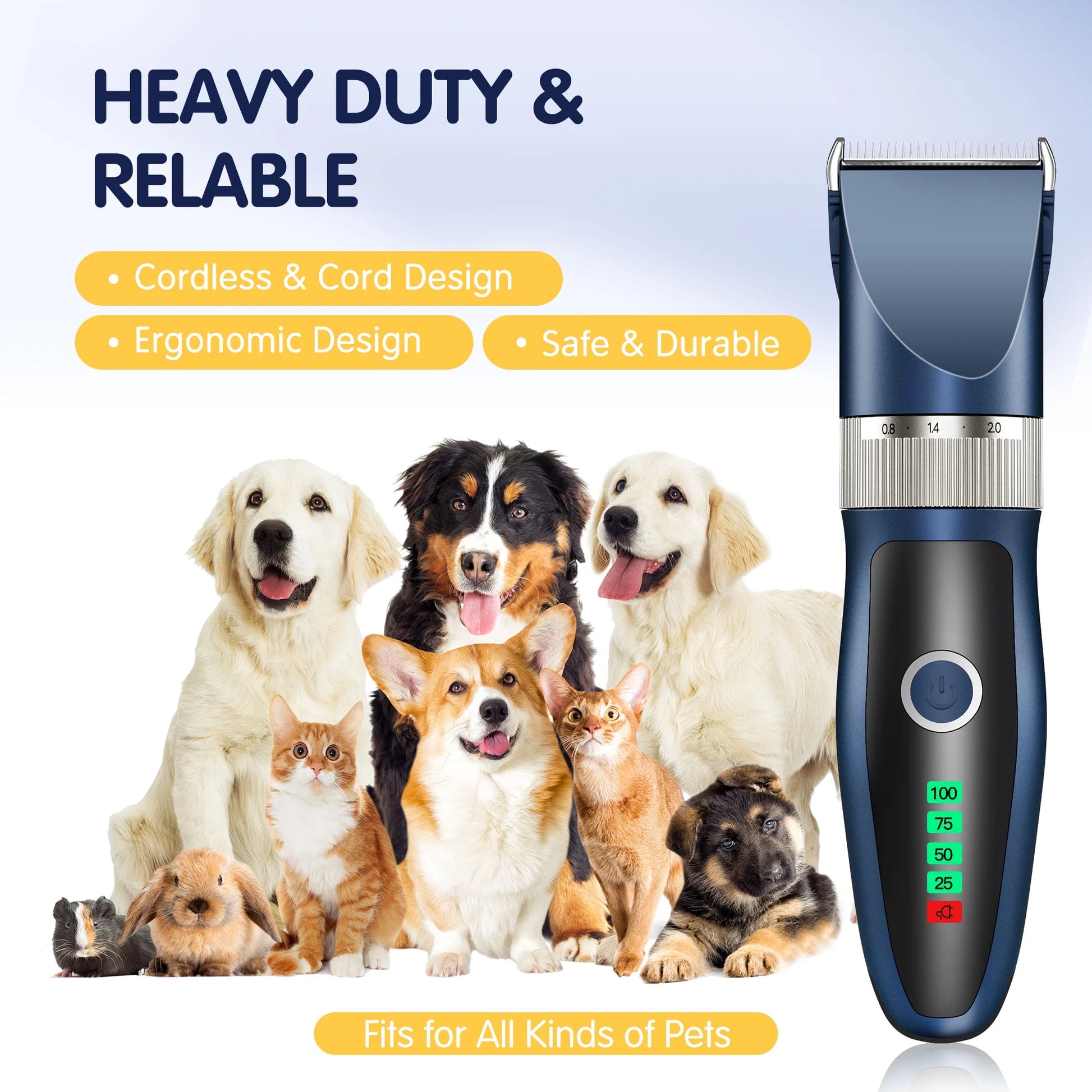 Quiet Electric Pet Clippers – Professional Grooming Kit for Dogs & Cats
