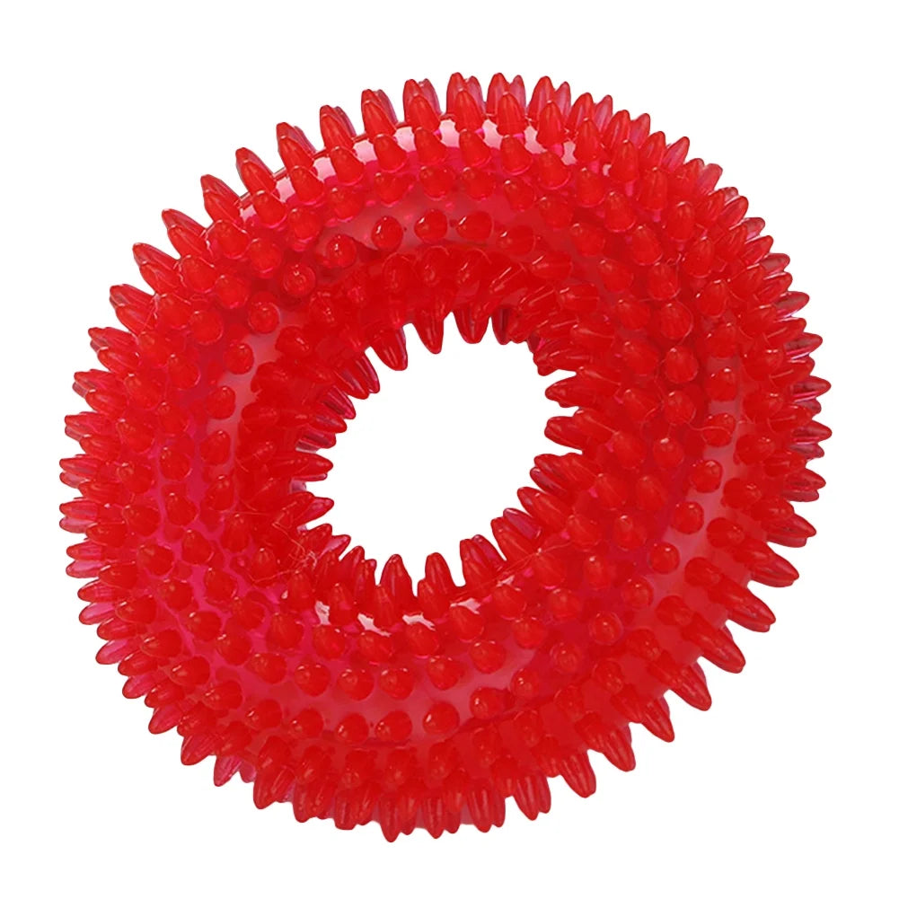 Spiky Squeaky Dog Ring – Durable, Non-Toxic Rubber Chew & Fetch Toy