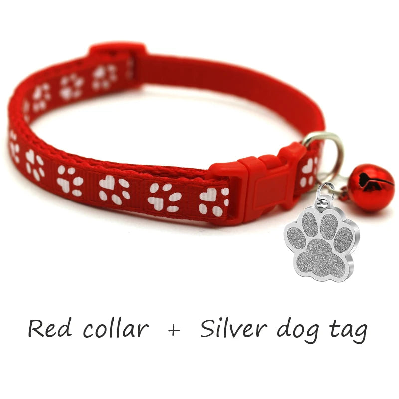 Custom Dog Collar with Name Tag & Bell – Personalized Pet ID Pendant