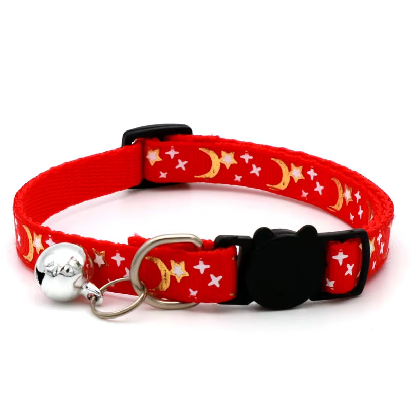 Adjustable Starry Moon Collar With Safety Bell For Dogs & Cats
