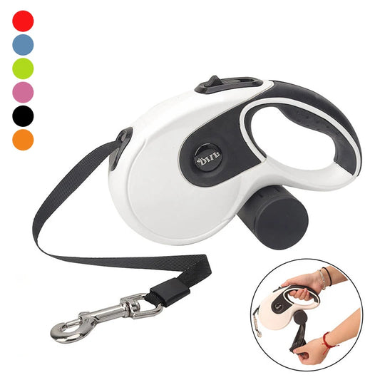 Retractable Dog Leash – 3M/5M Adjustable Lead with Poop Bag Dispenser