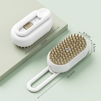 3-in-1 Pet Steam Grooming Brush – Spray, Massage & Hair Removal Comb for Cats & Dogs