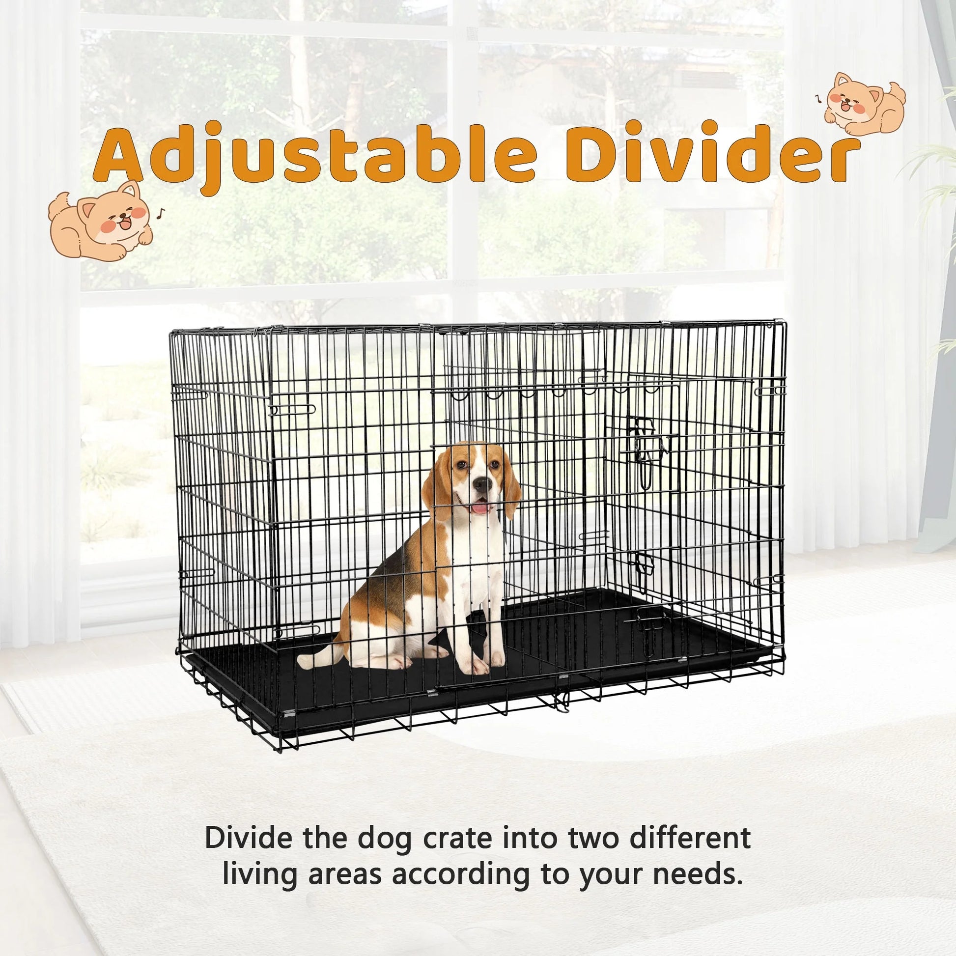 Small 24-Inch Foldable Dog Crate – Heavy-Duty Metal Cage with Double Doors & Tray