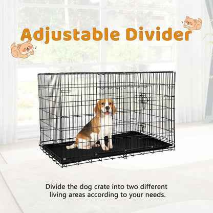 Small 24-Inch Foldable Dog Crate – Heavy-Duty Metal Cage with Double Doors & Tray