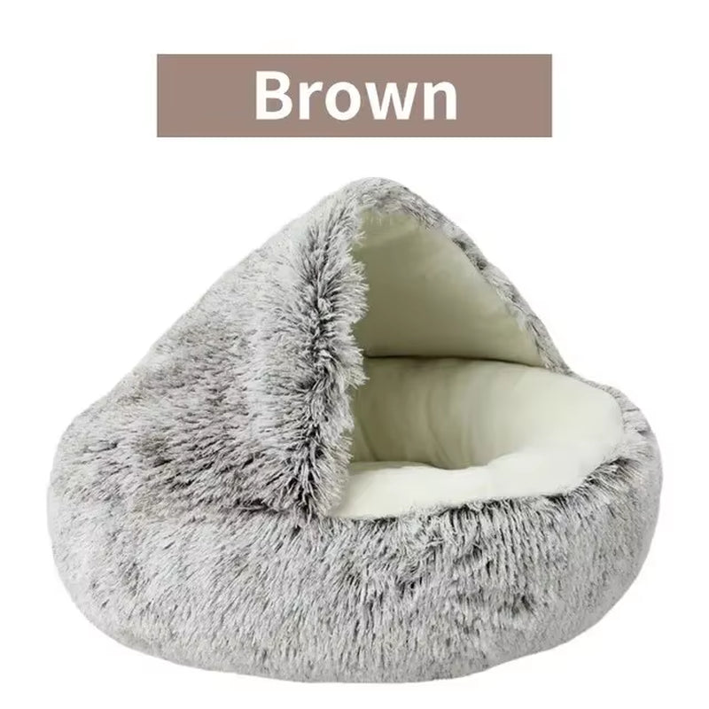 Plush Hooded Pet Bed For Dogs & Cats