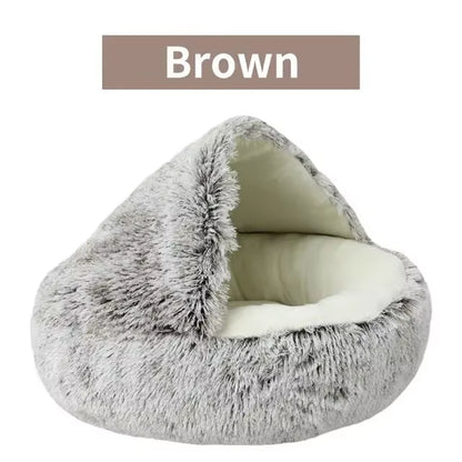Plush Hooded Pet Bed For Dogs & Cats
