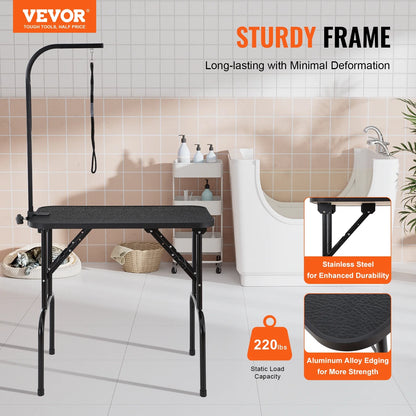 Foldable 32” Grooming Table Arm – Adjustable Height Clamp for Dogs & Cats