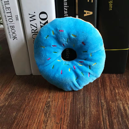 Plush Cotton Donut Chew Toy – Soft & Squeaky Fun for Puppies & Cats