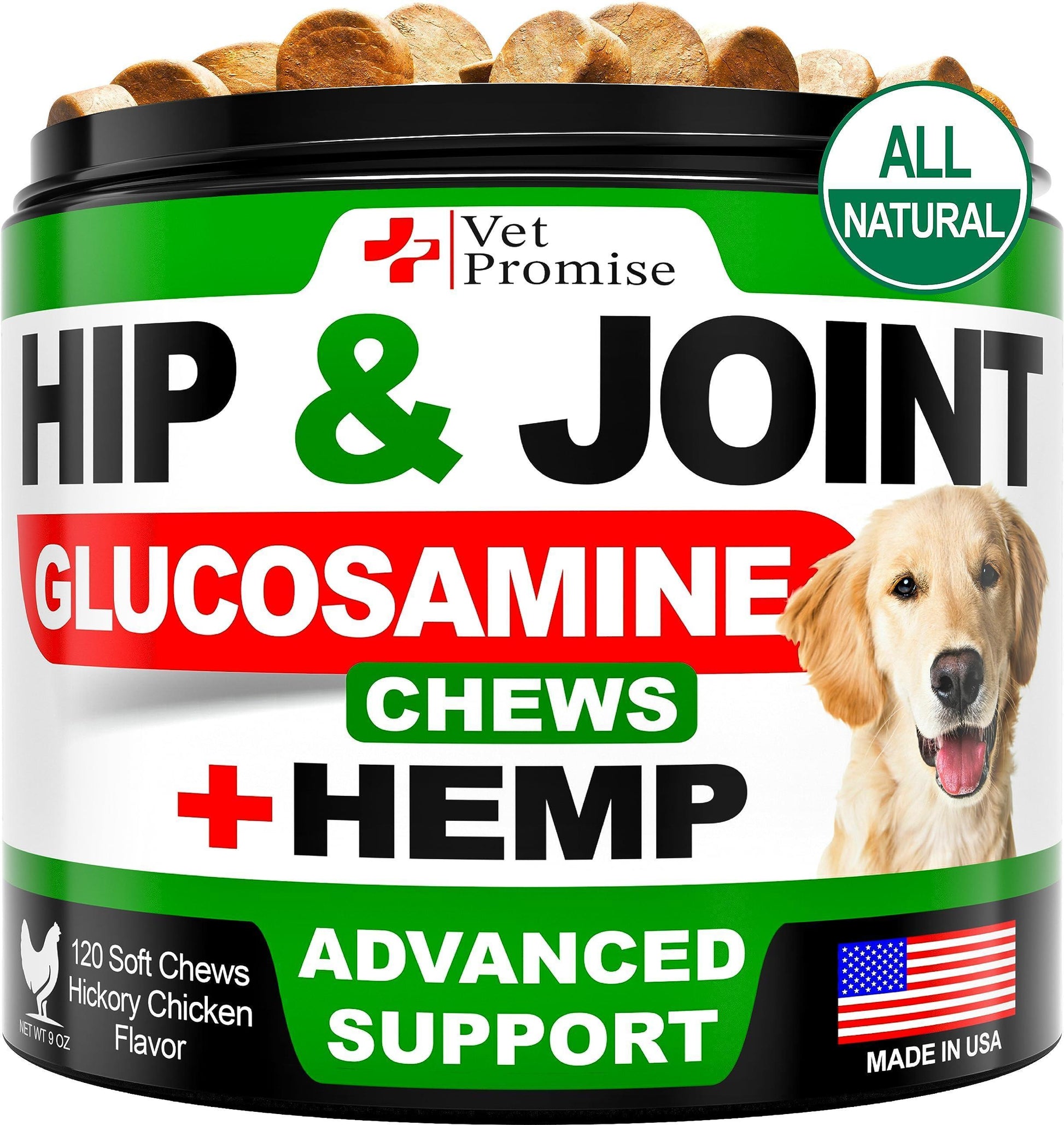 Dog Joint Supplement – Hemp & Glucosamine Chews, 120 Pack