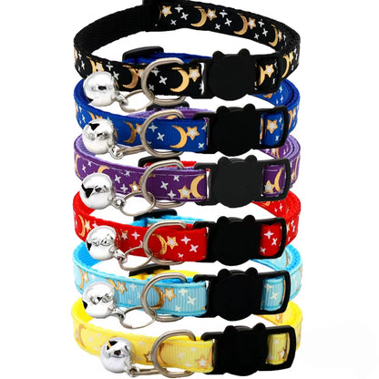 Adjustable Starry Moon Collar With Safety Bell For Dogs & Cats